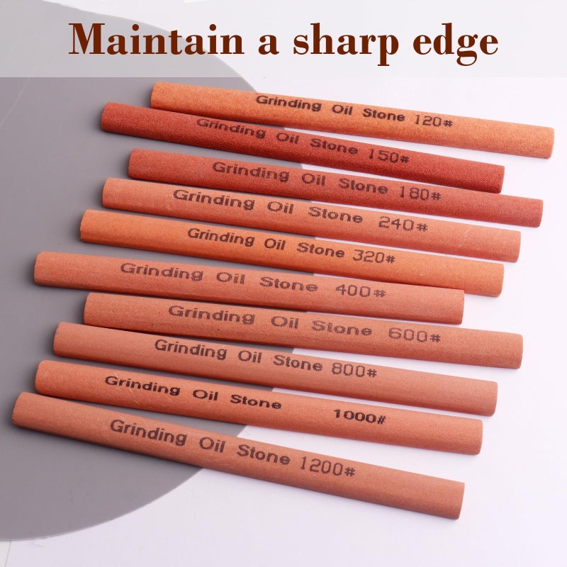 CBRIGHT 10pcs Sharpening Stone Set-10 Grit Semi Cylindrical Assorted Sizes Whetstone Sharpener Polishing Honing Stone Kit 80# 120# 180# 240# 320# 400# 600# 800# 1000# 1200#(5.91x0.47x0.24inch) - Image 4