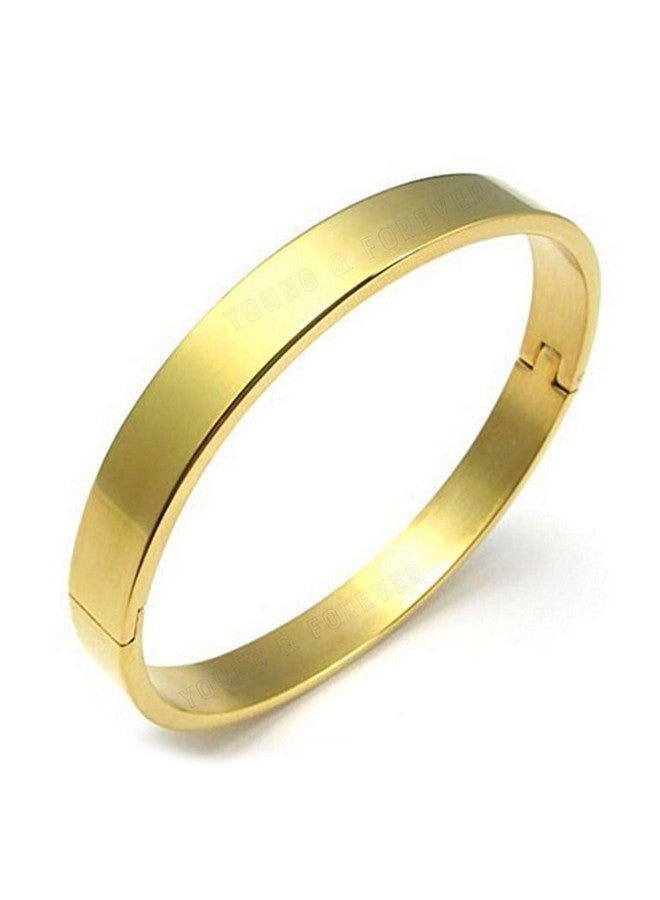 Young & Forever Gift Gold Openable Free Size Stainless Steel Trendy Kadaa Bracelet For Men And Boys. - Image 1
