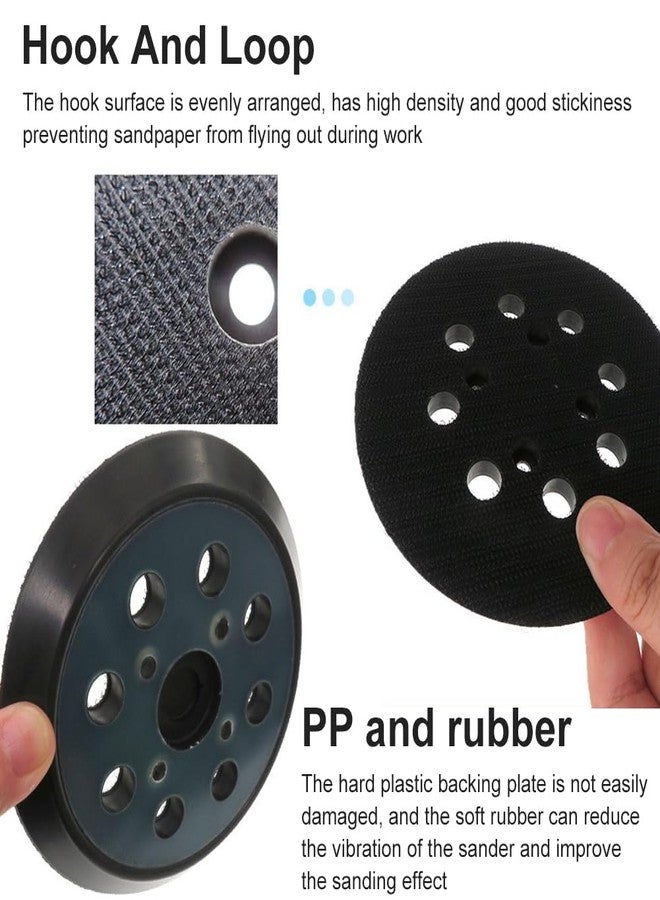 EMVANV 2pcs 5 Inch 8 Holes Orbital Sander Replacement Pad Compatible with DeWalt, Hook and Loop Replacement Backing Sanding Pad for Most Grinders with 4 Screws Holes - Image 4