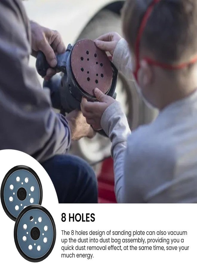 EMVANV 2pcs 5 Inch 8 Holes Orbital Sander Replacement Pad Compatible with DeWalt, Hook and Loop Replacement Backing Sanding Pad for Most Grinders with 4 Screws Holes - Image 3