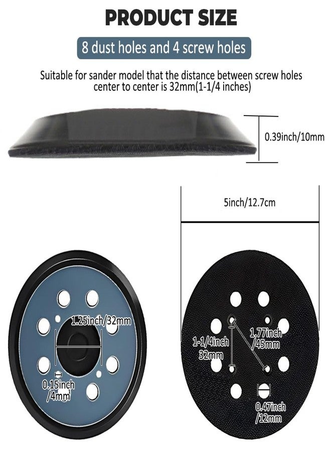 EMVANV 2pcs 5 Inch 8 Holes Orbital Sander Replacement Pad Compatible with DeWalt, Hook and Loop Replacement Backing Sanding Pad for Most Grinders with 4 Screws Holes - Image 2