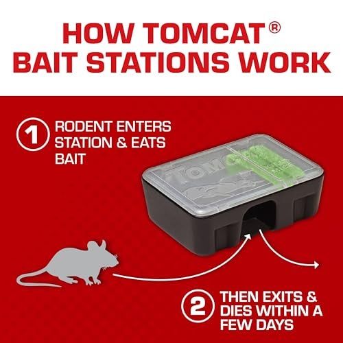 TOMCAT محطة قتل الفئران تومكات القابلة للتخلص للاستخدام الداخلي/الخارجي - مقاومة للأطفال والكلاب، 2 محطة مع طعم واحد لكل منهما - Image 4