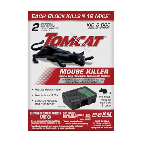 TOMCAT محطة قتل الفئران تومكات القابلة للتخلص للاستخدام الداخلي/الخارجي - مقاومة للأطفال والكلاب، 2 محطة مع طعم واحد لكل منهما - Image 1