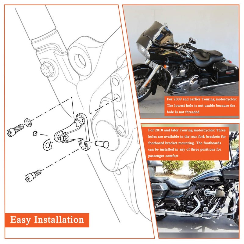 FOVPLUE Motorcycle Parts,Passenger Mini Footboard Mount Kit for Harley Touring models 1993-2025 Road King FLHR Road Glide FLTRX Street Glide FLHX Electra Glide FLHT - Image 3