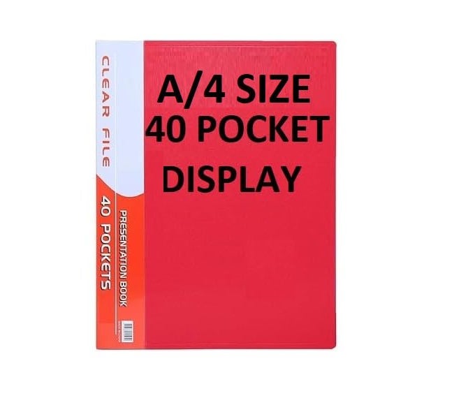Display File,Clear Leaves A4 Size Papers,40 Folders, Plastic (40 Pocket Red A4)