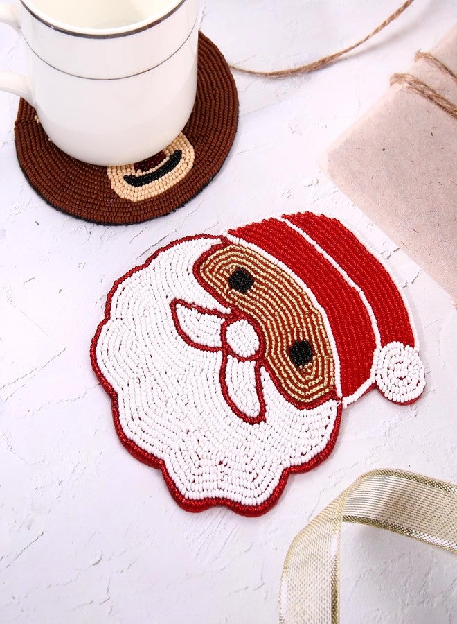 HZEYN Christmas Coaster Beaded Santa Claus Reindeer Drink Coaster Cup Mat Coffee Tea Coaster Bar Cart Decor Accessories Gifts (2, Santa Claus Reindeer) - Image 4