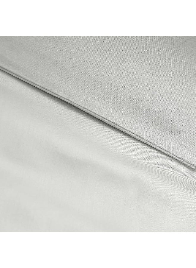 Threadmill Home Linen 100% Cotton Duvet Cover, Twin Size 2 Piece Set with 1 Pillow Sham, Lightweight & Breathable, Classic Solid Light Grey Duvet Cover Set - Image 3
