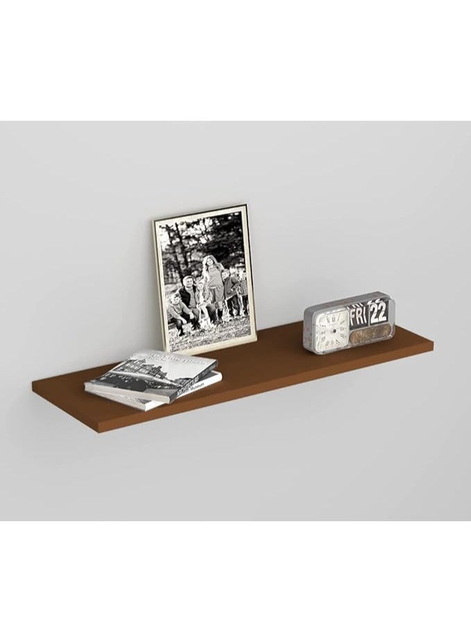 Home Gallery Single Floating Shelf – Wall Mounted Wooden Storage & Display Rack, 60x20 cm, Stylish Brown Shelf for Living Room, Bedroom, Kitchen, Office, or Hallway Décor - Image 2
