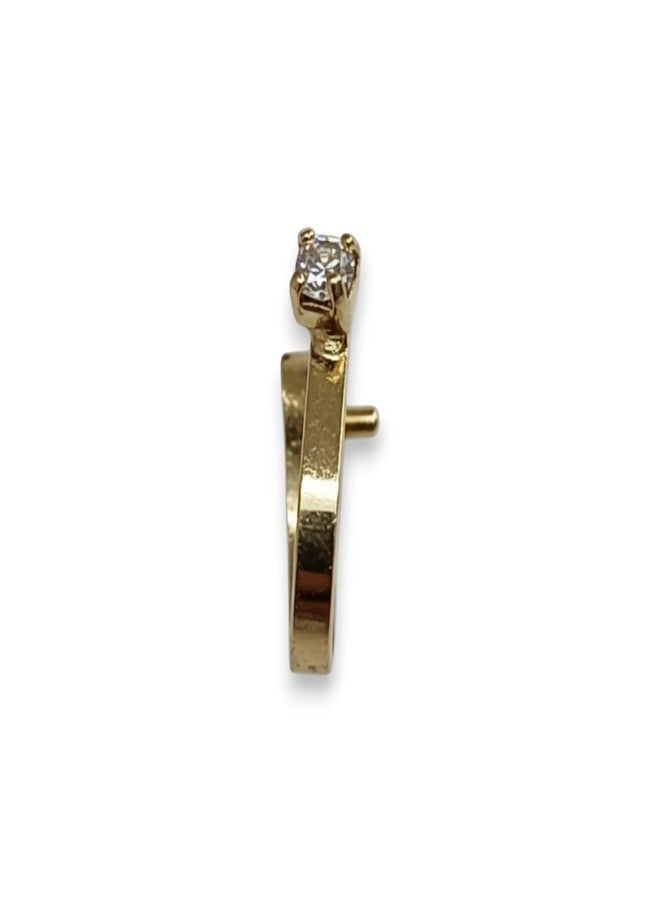 ACCESSHER Women's & Girls Gold Plated Elegant Rhinestone Adjustable Clip-On Nose Pin Non-Pierced Pressing Type Without Piercing Nose Ring, Jewellery Accessory for Gift - Image 1