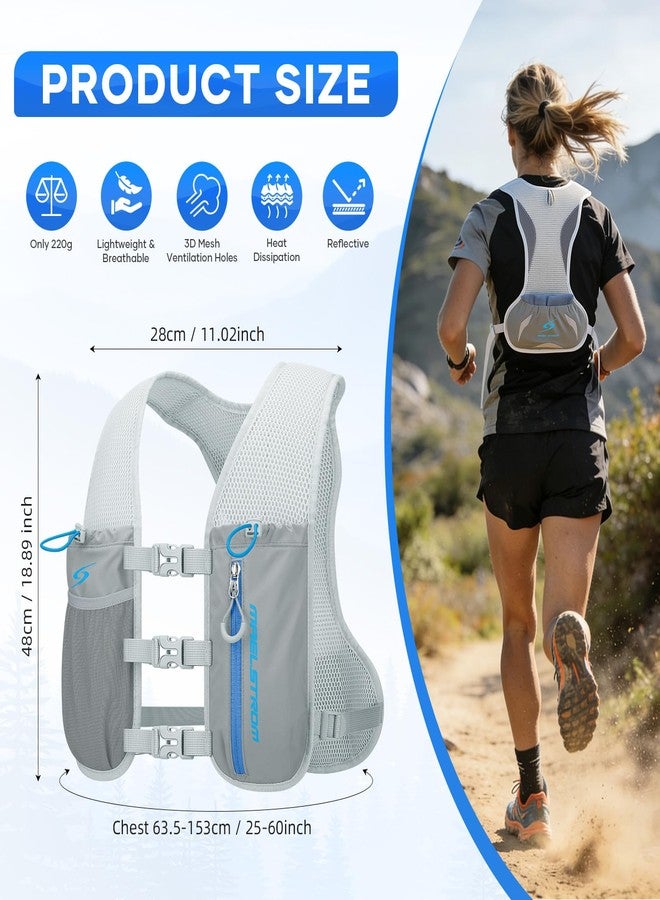 Maelstrom Running Vest for Women Men,Adjustable & Lightweight Reflective Hydration Vest with 500ml Soft Flask , Running Backpack for Trail Race, Marathon, Hiking, Cycling (Gray) - Image 4