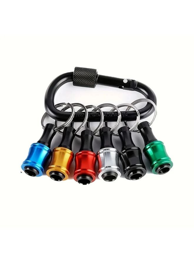 6Pcs 1 4 Inch Hex Shank Drill Bit Holder Adapter Set With Carabiner Clip - Image 1