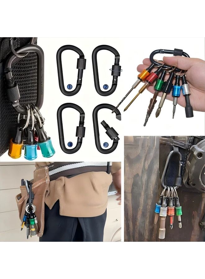 6Pcs 1 4 Inch Hex Shank Drill Bit Holder Adapter Set With Carabiner Clip - Image 3