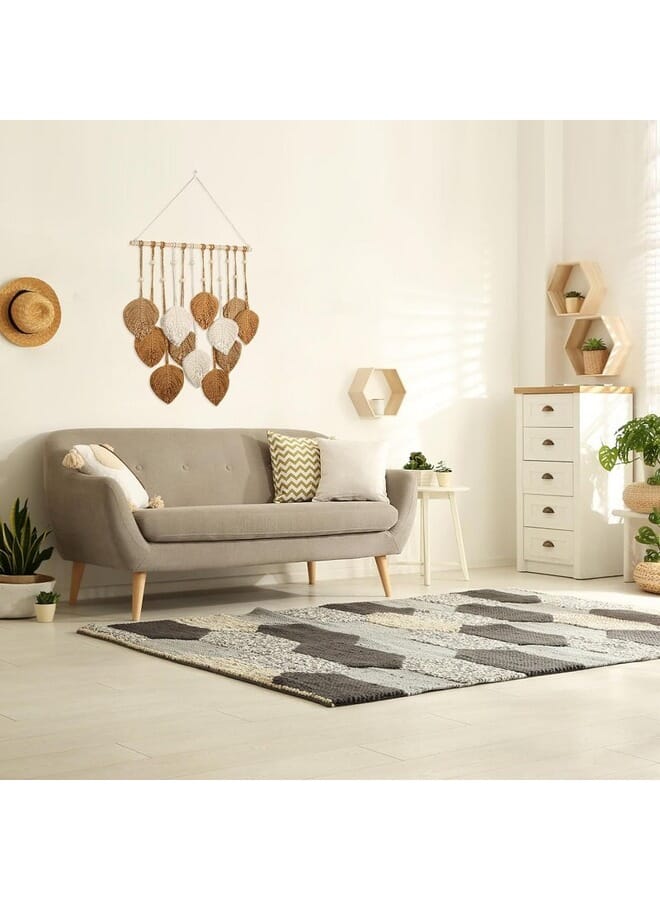 هوم جاليري ديكور حائط بوهو مصنوع يدويًا من نسيج الريش البني 50X90 - Image 3