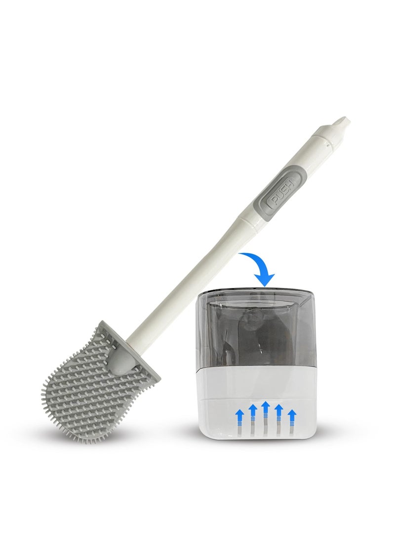 Zikra Toilet Brush, Silicone Toilet Brush and Holder, Flexible Toilet Bowl Brush Head with Ventilated Holder, Wall Mounted Compact Toilet Brush Set for Bathroom Cleaning - Image 1