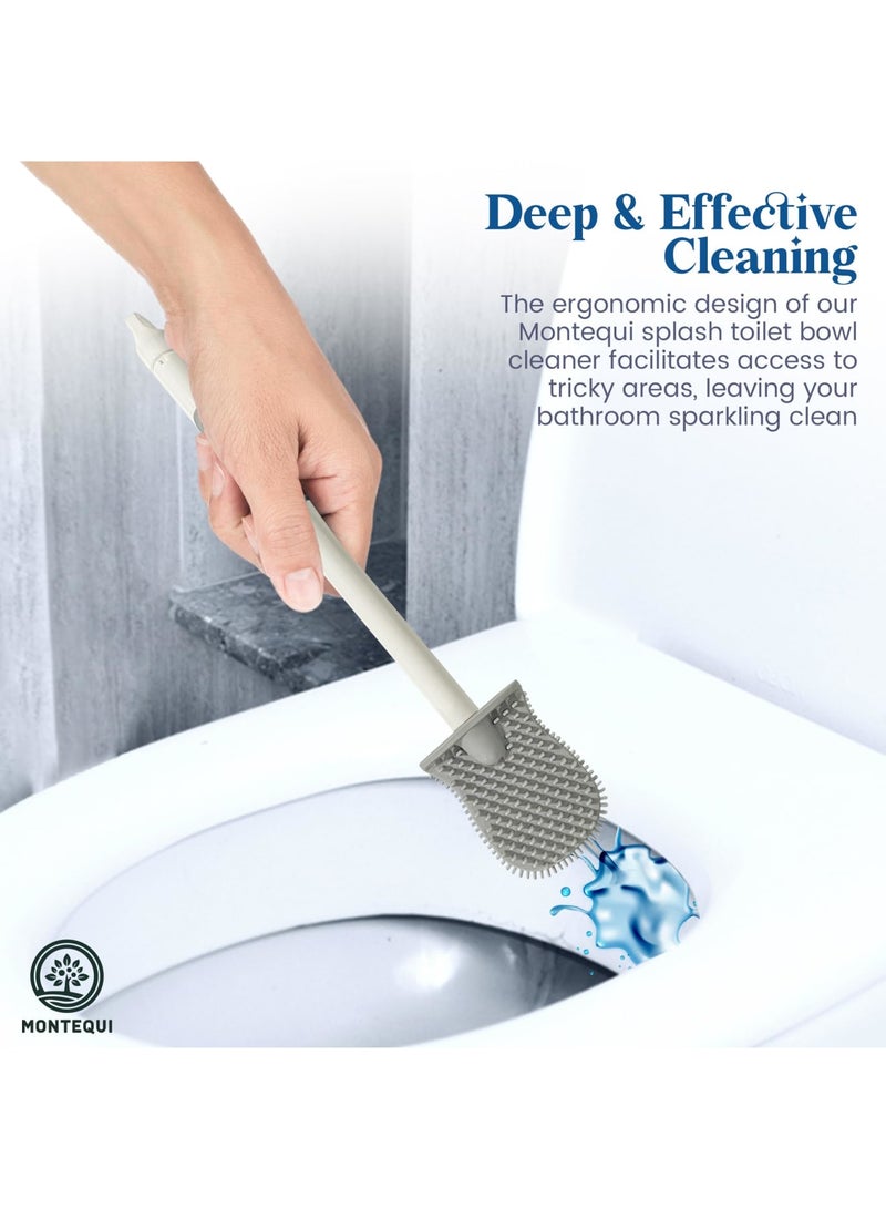 Zikra Toilet Brush, Silicone Toilet Brush and Holder, Flexible Toilet Bowl Brush Head with Ventilated Holder, Wall Mounted Compact Toilet Brush Set for Bathroom Cleaning - Image 2