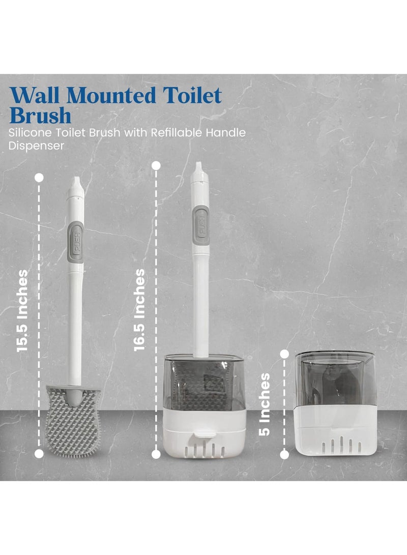 Zikra Toilet Brush, Silicone Toilet Brush and Holder, Flexible Toilet Bowl Brush Head with Ventilated Holder, Wall Mounted Compact Toilet Brush Set for Bathroom Cleaning - Image 5