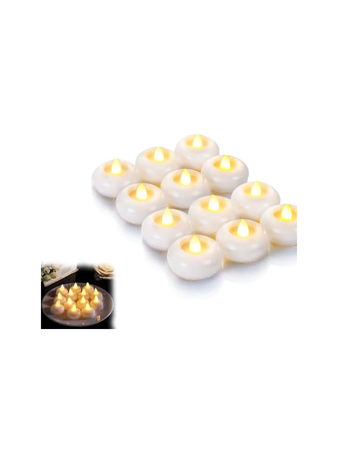 The Bros Flameless Floating Candles | Floating Led Candles | 12 Pack Warm White Led Floating Candles | Water Activated Tea Lights For Pool & SPA | Floating Flameless Candles For Parties & Weddings - Image 2