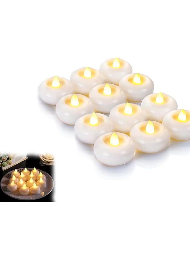 The Bros Flameless Floating Candles | Floating Led Candles | 12 Pack Warm White Led Floating Candles | Water Activated Tea Lights For Pool & SPA | Floating Flameless Candles For Parties & Weddings - Image 1