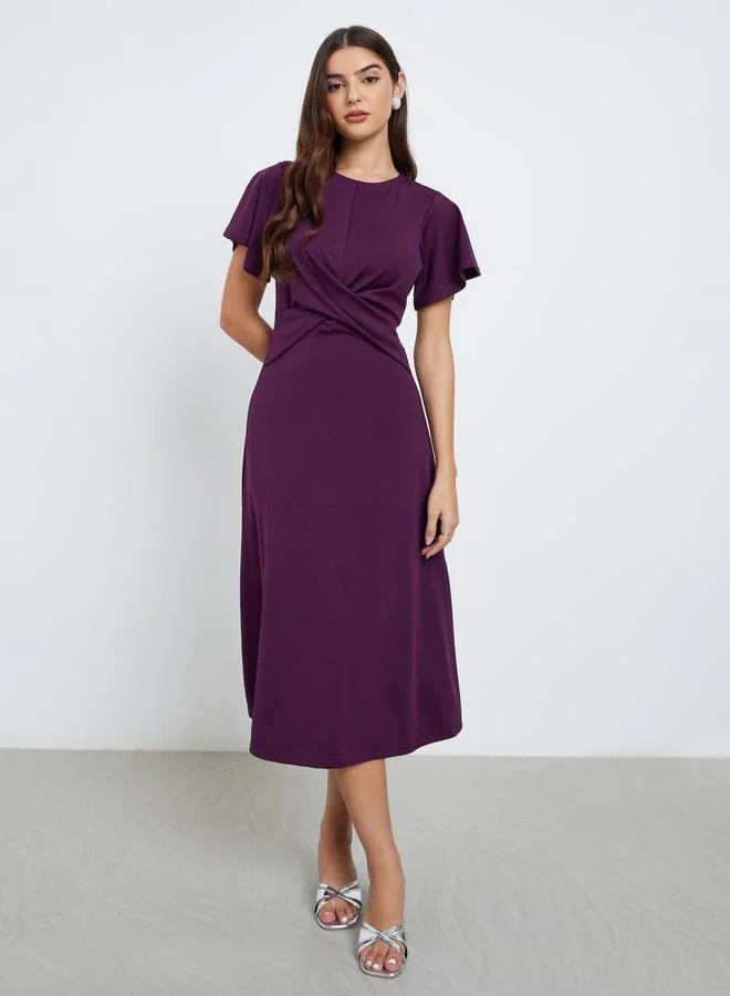 Styli Twist Front Sheath Midi Dress