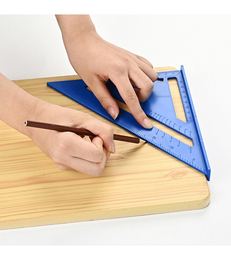Precision Angle Ruler Blue Triangular Woodworking Ruler With Serrated Edges For Carpentry Home Decoration Design Projects Woodworking Measuring Tools - Image 2