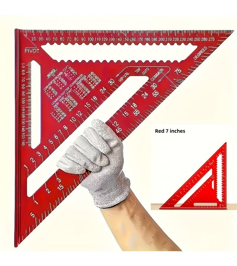 Precision Angle Ruler Blue Triangular Woodworking Ruler With Serrated Edges For Carpentry Home Decoration Design Projects Woodworking Measuring Tools - Image 1