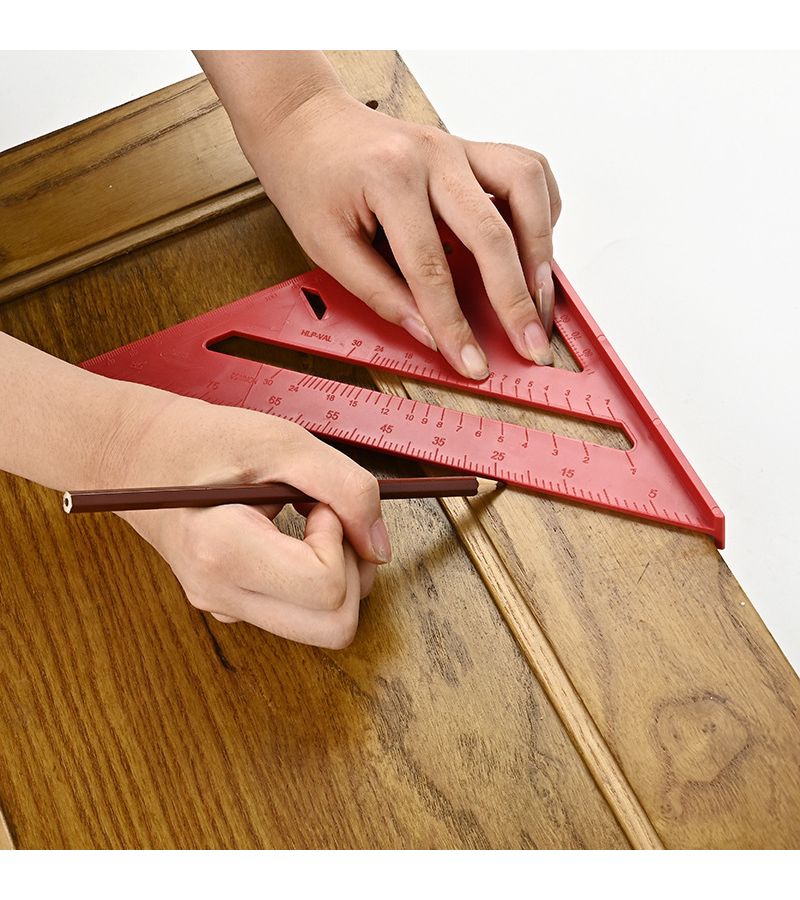 Precision Angle Ruler Blue Triangular Woodworking Ruler With Serrated Edges For Carpentry Home Decoration Design Projects Woodworking Measuring Tools - Image 3