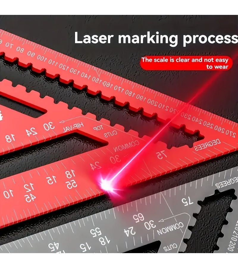 Precision Angle Ruler Blue Triangular Woodworking Ruler With Serrated Edges For Carpentry Home Decoration Design Projects Woodworking Measuring Tools - Image 5