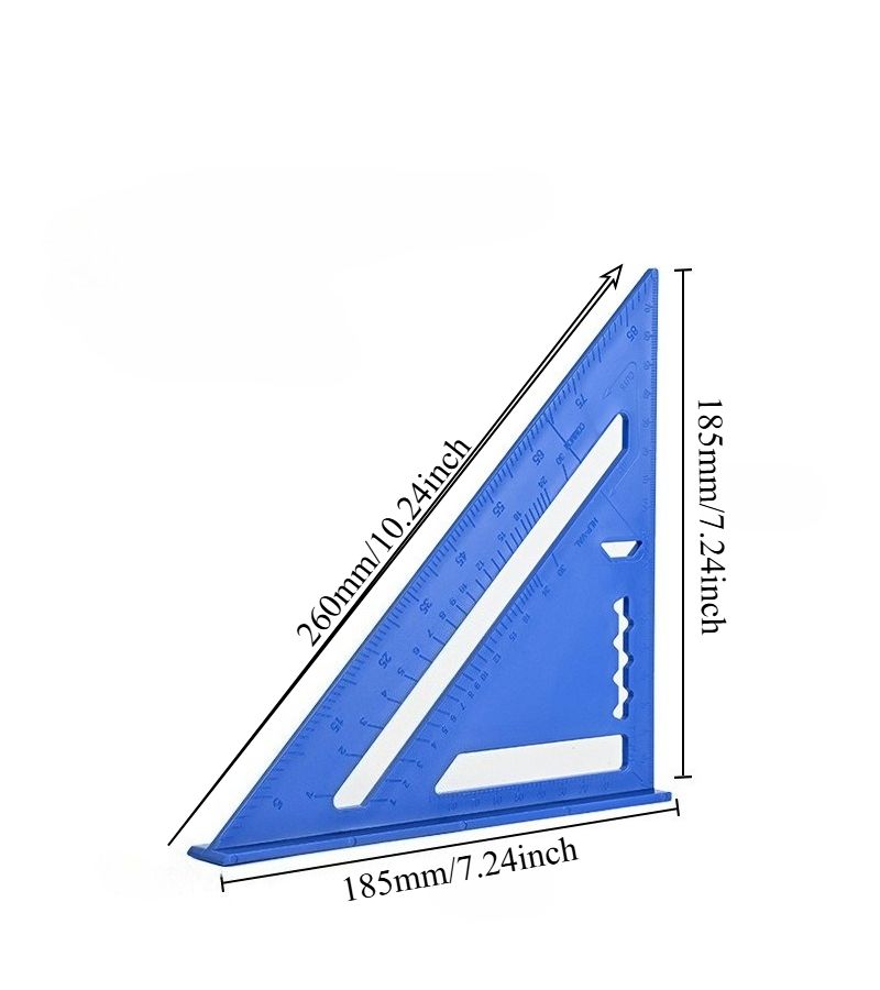 Precision Angle Ruler Blue Triangular Woodworking Ruler With Serrated Edges For Carpentry Home Decoration Design Projects Woodworking Measuring Tools - Image 4