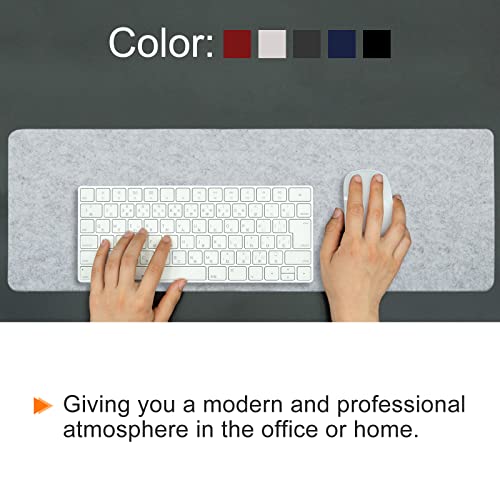 PATIKIL 24"x12" Desk Mat Protector, Felt Dual Side Mouse Pad Writing Mat for Office Home, Gray - Image 5
