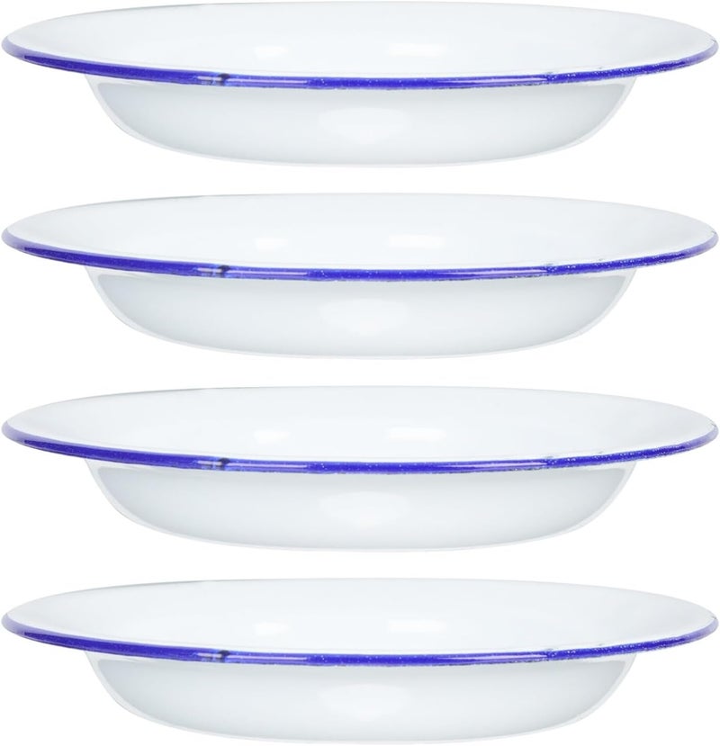Luxshiny 4pcs Decorative Enamel Plates Retro Style Food Dishes for Fruits Snacks and Desserts Highgrade Enamel Tableware for Home Hotel Picnic - Image 1