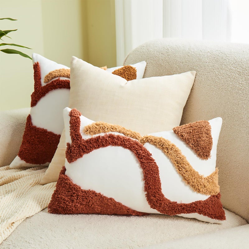 lifein 12x20 Pillow Covers-Throw Pillow Cover Tufted Boho Jacquard Pillow Covers Farmhouse Decorative Pillow Cover Pillow Cases for Couch Sofa Bed Chair Living Room Home Decor(12x20inch) - Image 2