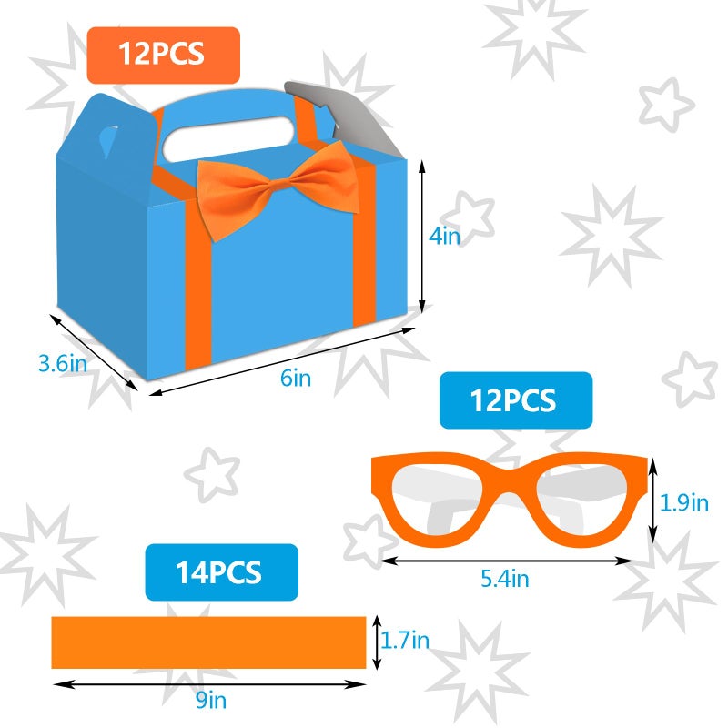 WEEPA 12 Pcs Orange Blue Party Favor Box DIY English Teacher Boxes Paper Orange Gift Boxes with Eyeglasses for Birthday Party Decorations - Image 4