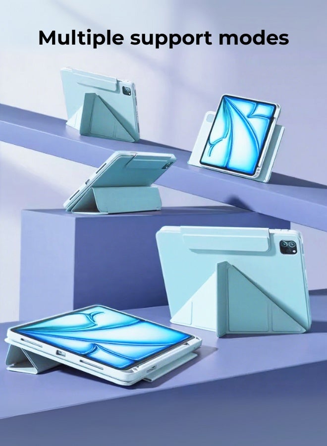 جراب iPad من الجيل الحادي عشر (A16 2025) وحافظة iPad 10 مقاس 10.9 بوصة مزودة بفتحة للقلم/ملحق مغناطيسي مريح بزاوية 720 درجة/حامل قابل للطي مقاوم للصدمات على شكل حرف Y/حامل رفيع للإيقاف/السكون التلقائي/مجموعة هدايا بقيمة 35 درهمًا إماراتيًا مع غشاء واقٍ مضاد للتوهج/جراب لوحي من اللباد - أزرق - Image 3
