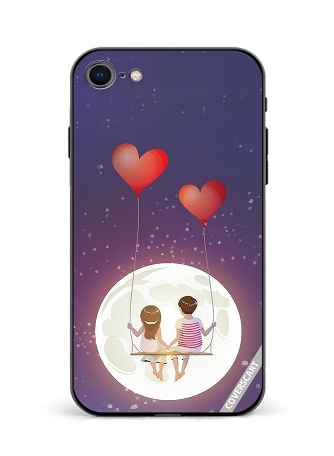 COVERSCART Protective Case Cover For Apple iPhone 8 Love Couples Looking At Moon Design Multicolour