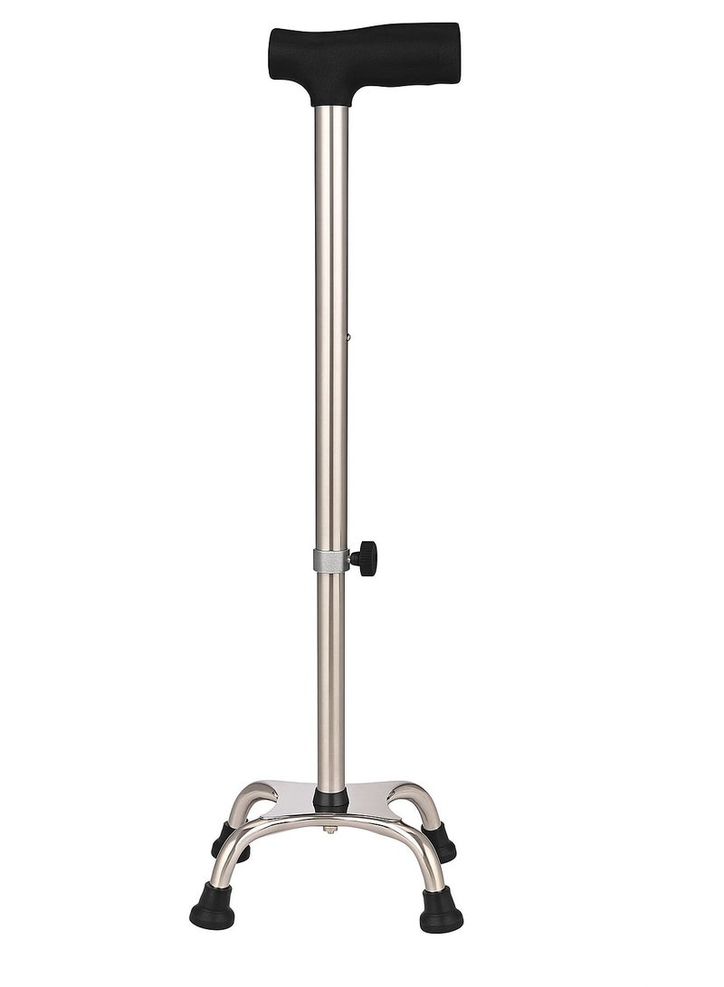 Panvil Adjustable 4 Leg Quad Walking Stick with Anti-Slip Rubber Base – Lightweight Aluminum Cane for Seniors, Elderly & Rehabilitation Support – Height Adjustable Walking Aid - Image 1