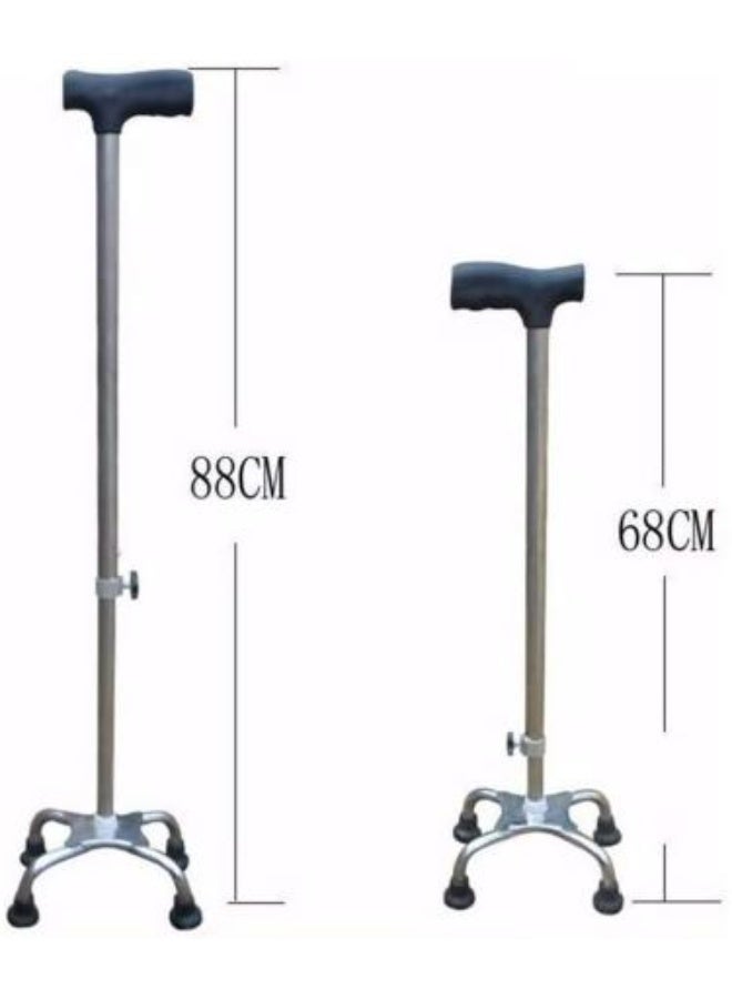 Panvil Adjustable 4 Leg Quad Walking Stick with Anti-Slip Rubber Base – Lightweight Aluminum Cane for Seniors, Elderly & Rehabilitation Support – Height Adjustable Walking Aid - Image 3