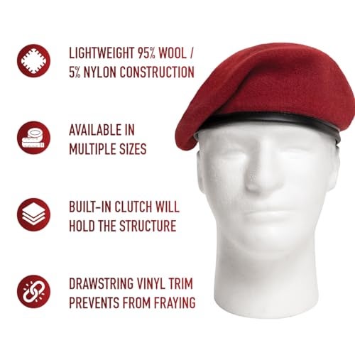 Rothco G.I. Style Wool Beret (US, Numeric, 7 1/4, Red) - Image 4