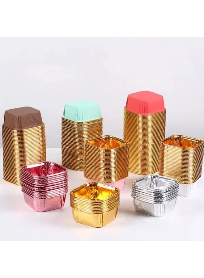Black High Temperature Resistant Square Cupcake Liners 50pcs Food Grade Baking Molds - Image 1