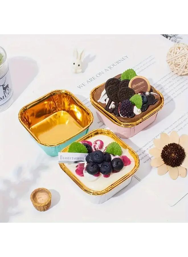 Black High Temperature Resistant Square Cupcake Liners 50pcs Food Grade Baking Molds - Image 5