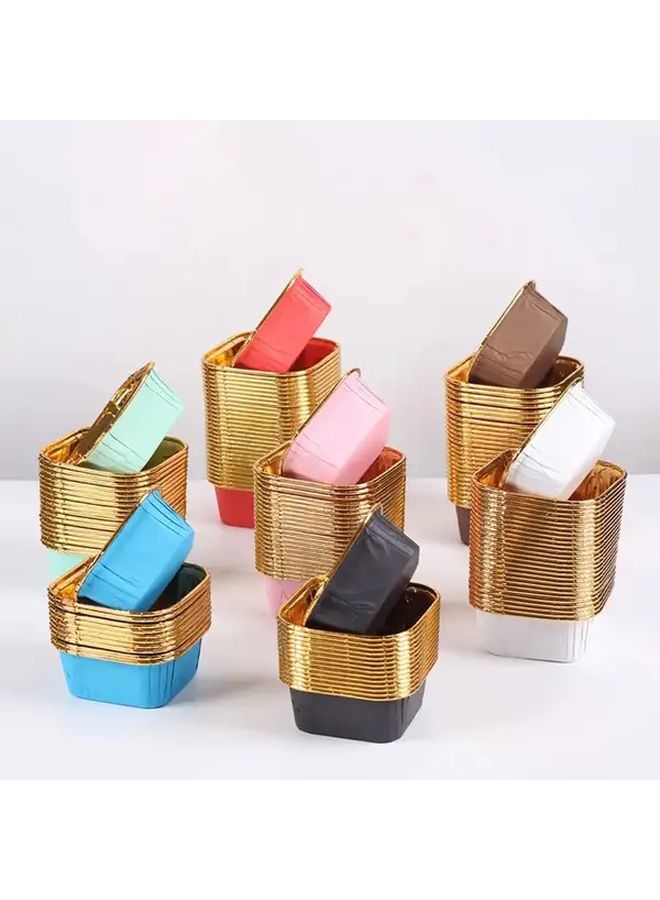 Black High Temperature Resistant Square Cupcake Liners 50pcs Food Grade Baking Molds - Image 2