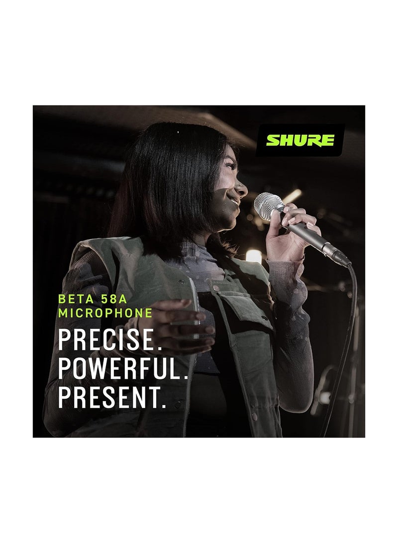 BETA 58A Vocal Microphone - Single Element Supercardioid Dynamic Mic for Stage and Studio, Includes A25D Adjustable Stand Adapter, 5/8” to 3/8” (Euro) Thread Adapter and Storage Bag - Image 3