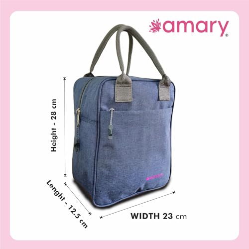 AMARY Insulated Lunch Bag | Lightweight & Water-Repellent | Keeps Food Hot & Cold | Spacious 8L Tiffin Bag with Strong Stitching for Office, School, College, Travel & Picnic (Airport Blue) - Image 2
