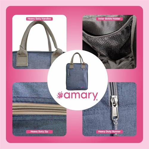 AMARY Insulated Lunch Bag | Lightweight & Water-Repellent | Keeps Food Hot & Cold | Spacious 8L Tiffin Bag with Strong Stitching for Office, School, College, Travel & Picnic (Airport Blue) - Image 3