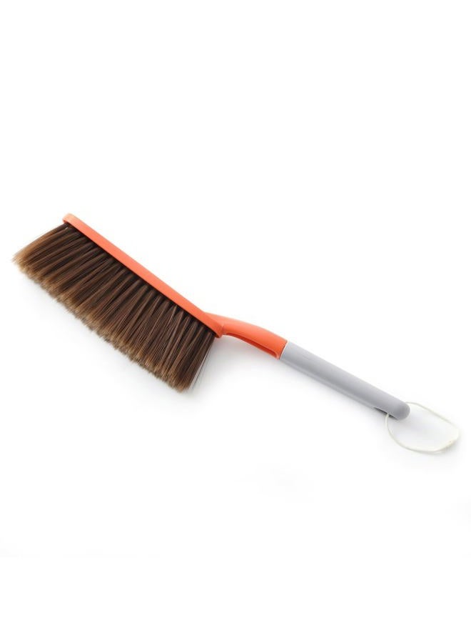 kagyuan 1 Pack Soft Bristle Bed Sheets Sweeping Cleaning Brush with Long Hand, Counter Duster for Debris Hair Remover Desk Quilt Sofa Furniture (Orange 1) - Image 1