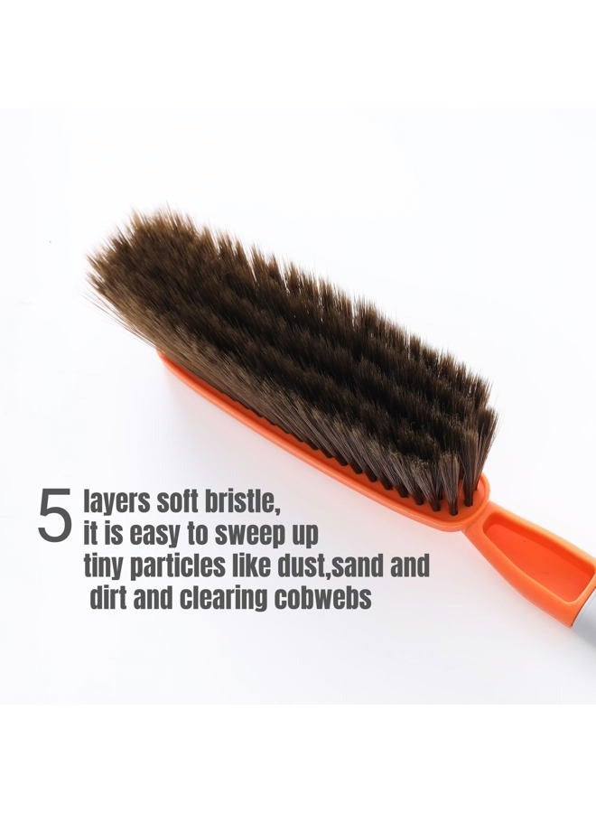 kagyuan 1 Pack Soft Bristle Bed Sheets Sweeping Cleaning Brush with Long Hand, Counter Duster for Debris Hair Remover Desk Quilt Sofa Furniture (Orange 1) - Image 2