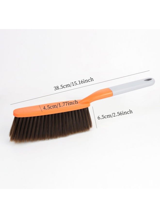 kagyuan 1 Pack Soft Bristle Bed Sheets Sweeping Cleaning Brush with Long Hand, Counter Duster for Debris Hair Remover Desk Quilt Sofa Furniture (Orange 1) - Image 3