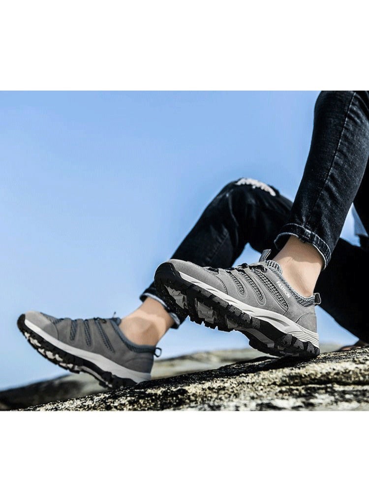 NIBEMINENT Men Hiking Shoes Sneakers Climbing Trekking Lace Up Non Slip Breathable Male OutDoor Shoes - Image 3