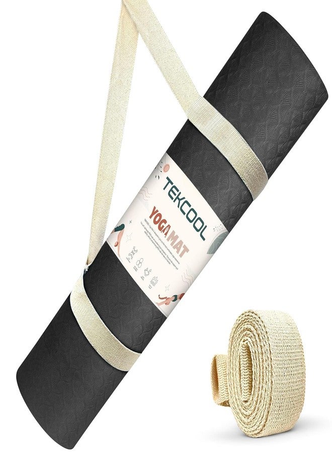 TEKCOOL Ethylene Vinyl Acetate Yoga Mats for Women Yoga Mat for Men Exercise Mat for Home Workout Gym Mat Anti Slip Yoga Mat 6Mm Workout Mat Yoga Mat for Kids Yoga Mate Gym Mats - Black. - Image 1