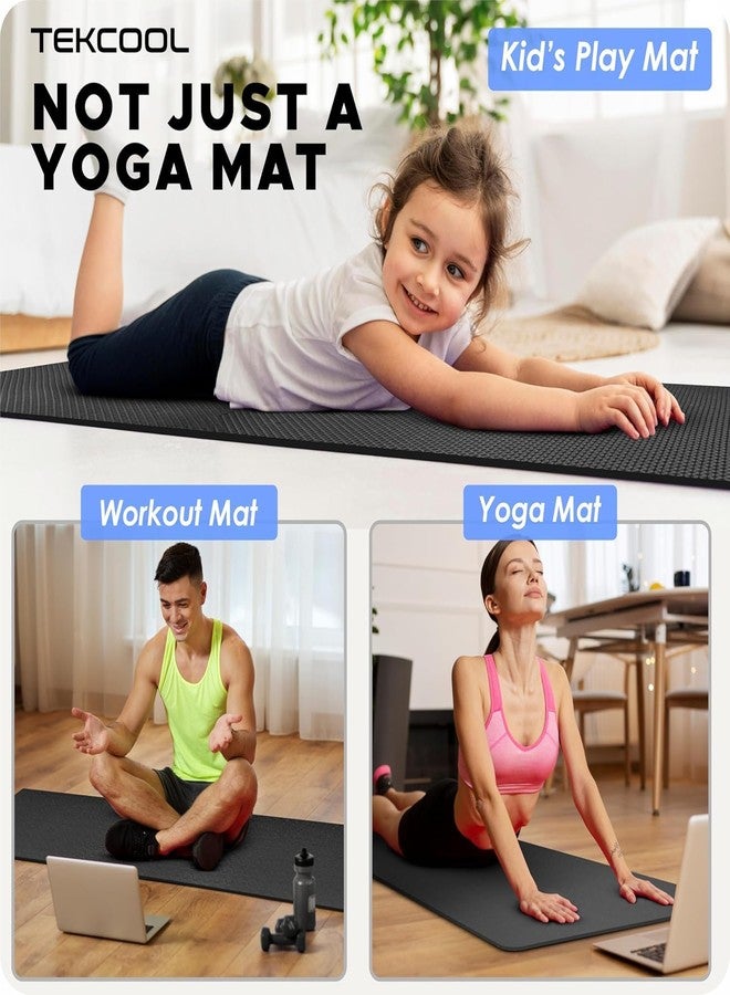 TEKCOOL Ethylene Vinyl Acetate Yoga Mats for Women Yoga Mat for Men Exercise Mat for Home Workout Gym Mat Anti Slip Yoga Mat 6Mm Workout Mat Yoga Mat for Kids Yoga Mate Gym Mats - Black. - Image 3