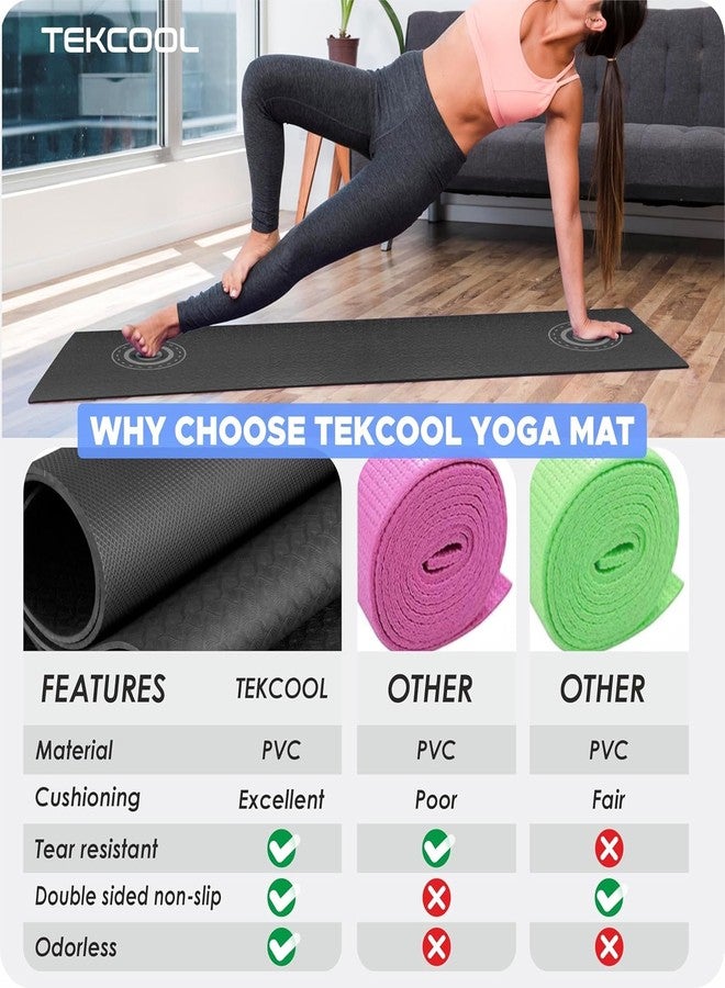 TEKCOOL Ethylene Vinyl Acetate Yoga Mats for Women Yoga Mat for Men Exercise Mat for Home Workout Gym Mat Anti Slip Yoga Mat 6Mm Workout Mat Yoga Mat for Kids Yoga Mate Gym Mats - Black. - Image 5